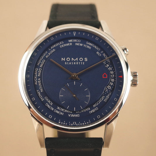 Nomos "Zürich Weltzeit" nachtblau 807 - V. Gasser 1873